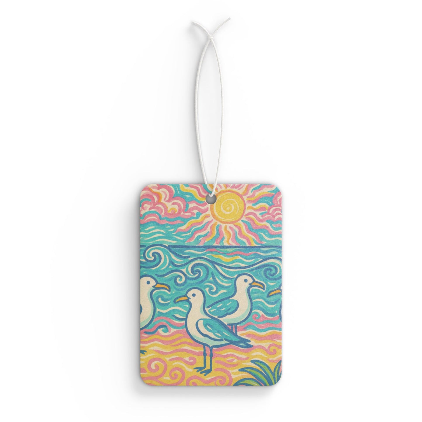 Beach Seagulls Car Air Freshener - Vibrant Tropical Aromatic Décor
