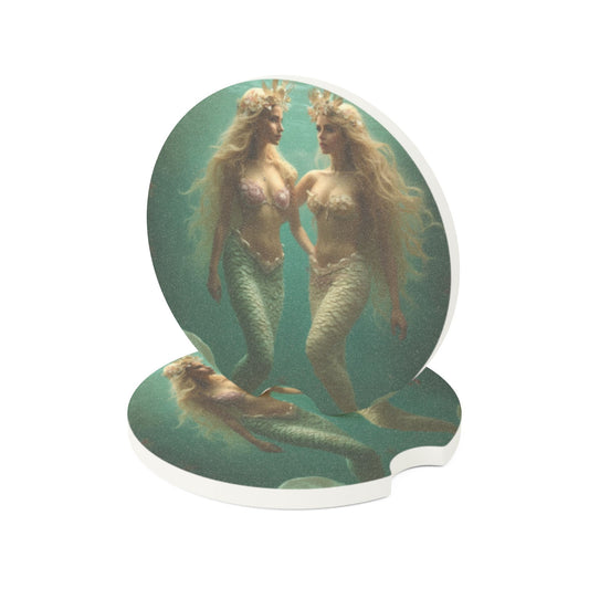 Soapstone Car Coaster - Framed Mermaids