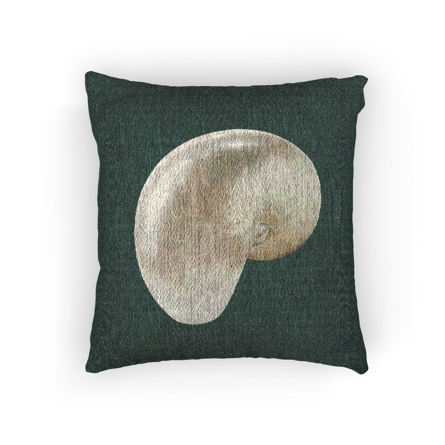 Woven Pillow, 17"W x 18"L - White Nautilus Shell, Green