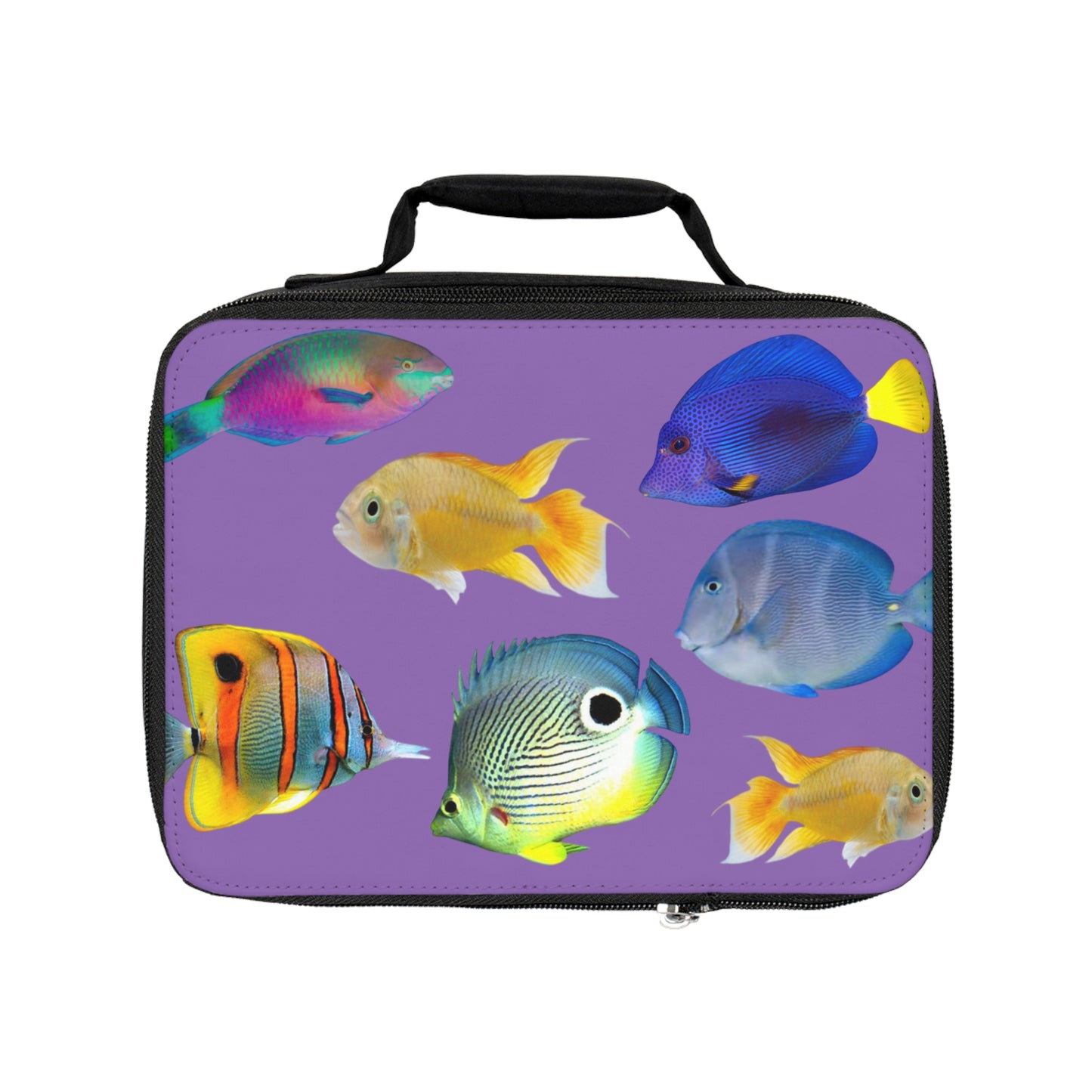 School of Fish/Light Purple Lunch Bag - Eco-Friendly Insulated Tote, Adult and Child Lunchbox / Perfect for Picnics, Beach Outings