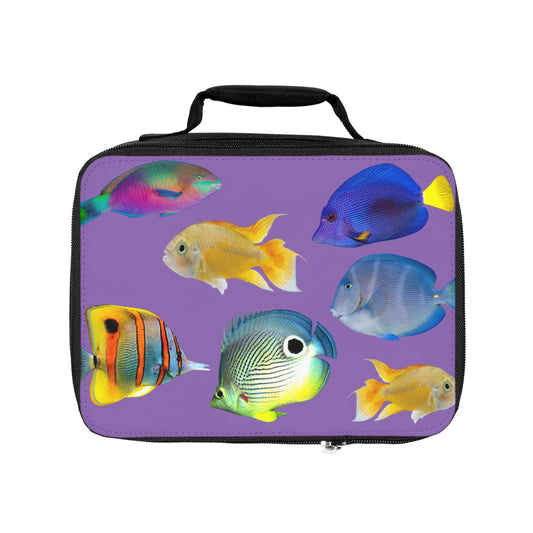 School of Fish/Light Purple Lunch Bag - Eco-Friendly Insulated Tote, Adult and Child Lunchbox / Perfect for Picnics, Beach Outings
