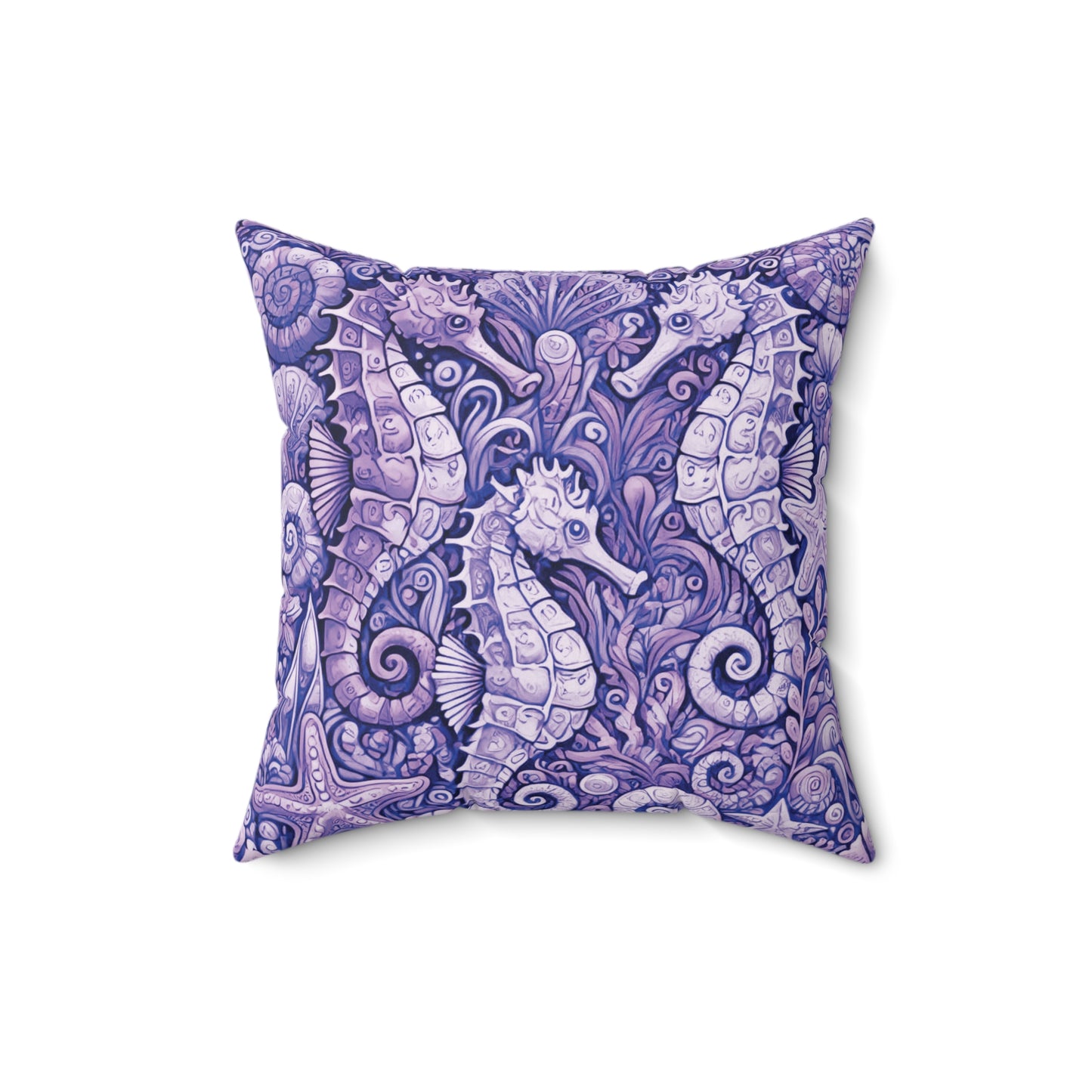 Decorative Pillow - Accent Cushion, 4 Sizes / Seahorse Trio, Amethyst
