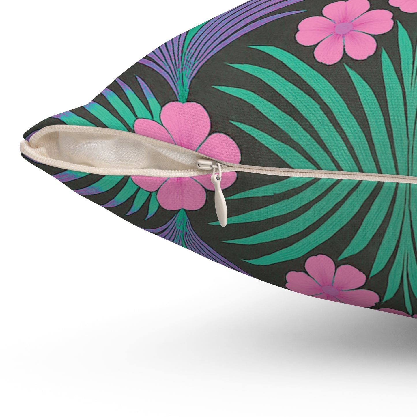 Decorative Pillow - Accent Cushion, 4 Sizes / Midnight Hibiscus Deco/Pink