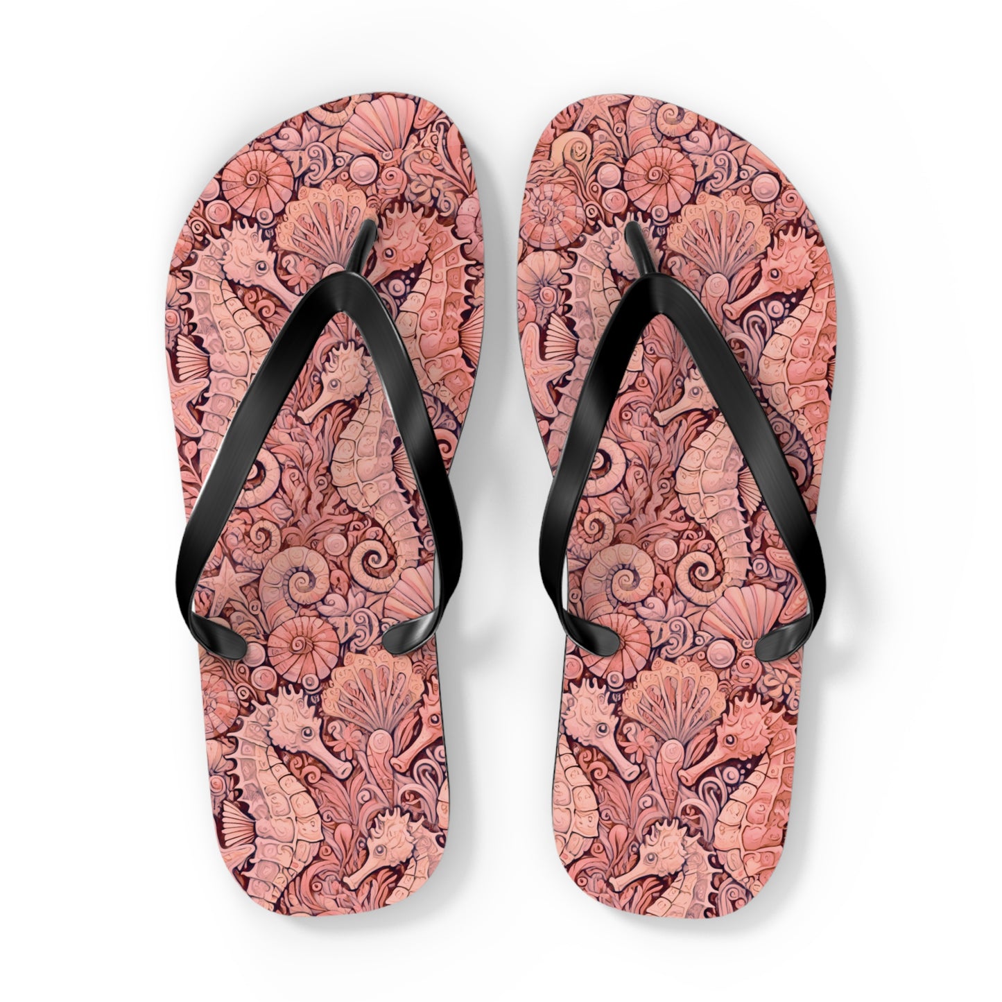 Flip Flops - Seahorses/Red