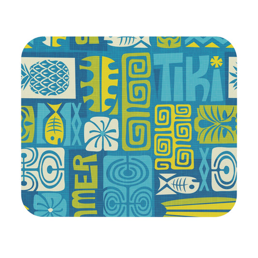 Mouse Pad (Rectangle) - Tiki Poster Blue