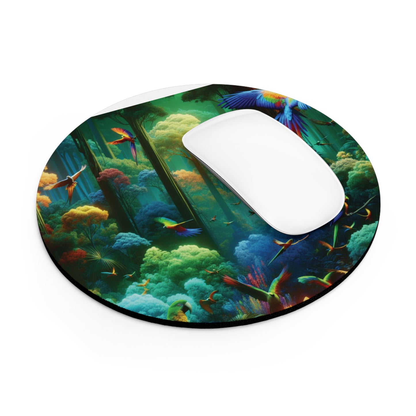Tropical Mouse Pad, 2 Shapes - Parrot Vibes for Home Office & Gamer / Rainforest Flight School