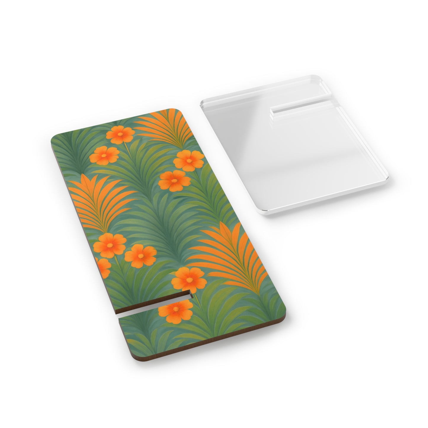 Stylish Smartphone Display Stand with Iconic Artwork - Sunrise Palms/Orange