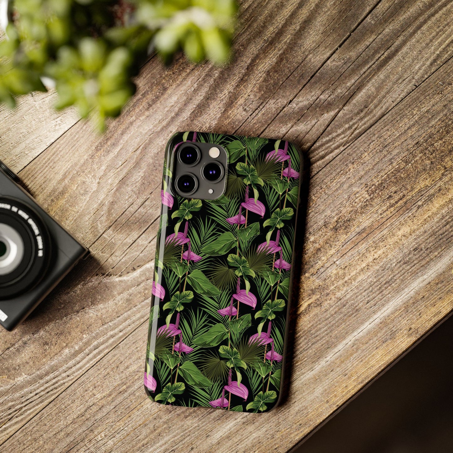 Slim Phone Cases - Anthurium and Palm