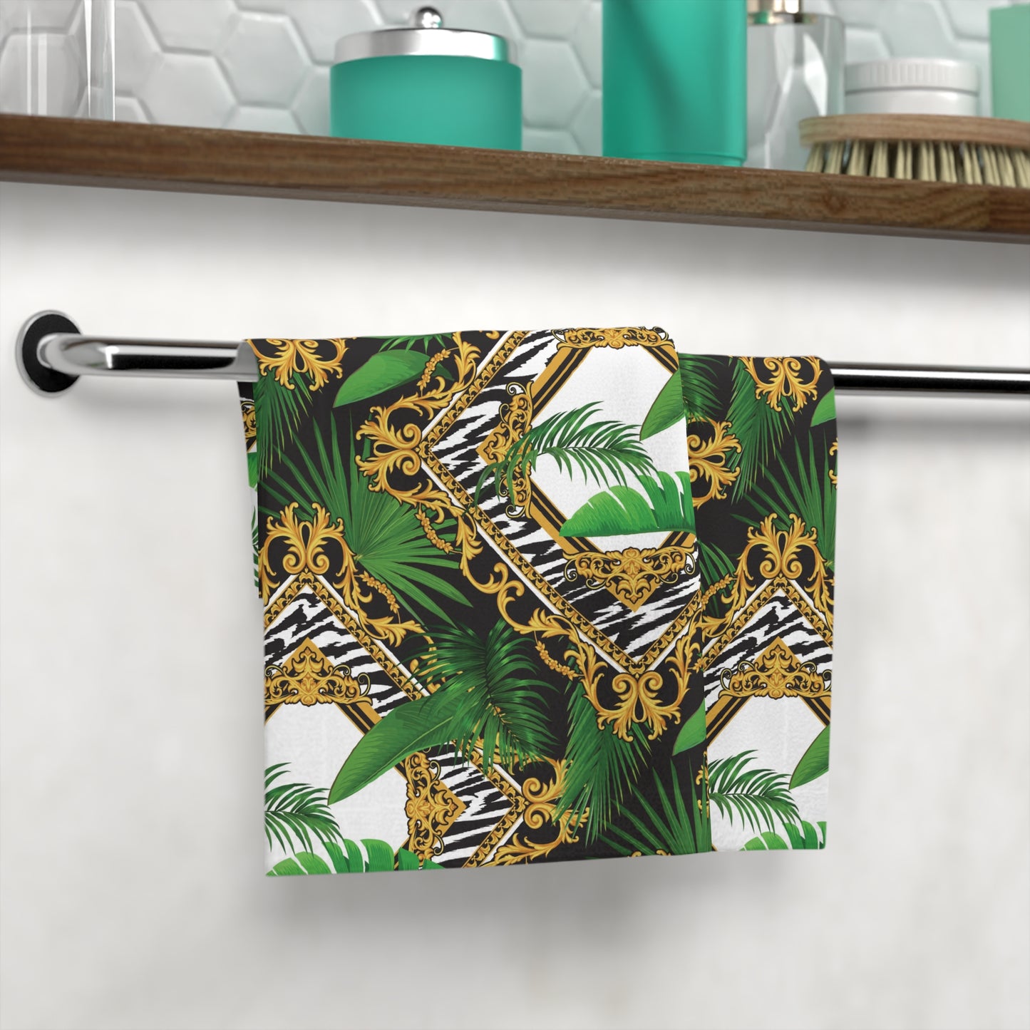 Face Towel - Jungle Luxe, White