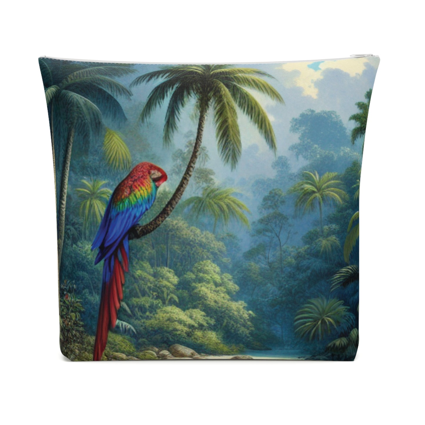 Tropical Cotton Cosmetic Bag, Makeup Pouch, 5 Sizes / Sleeping Beauty Parrot