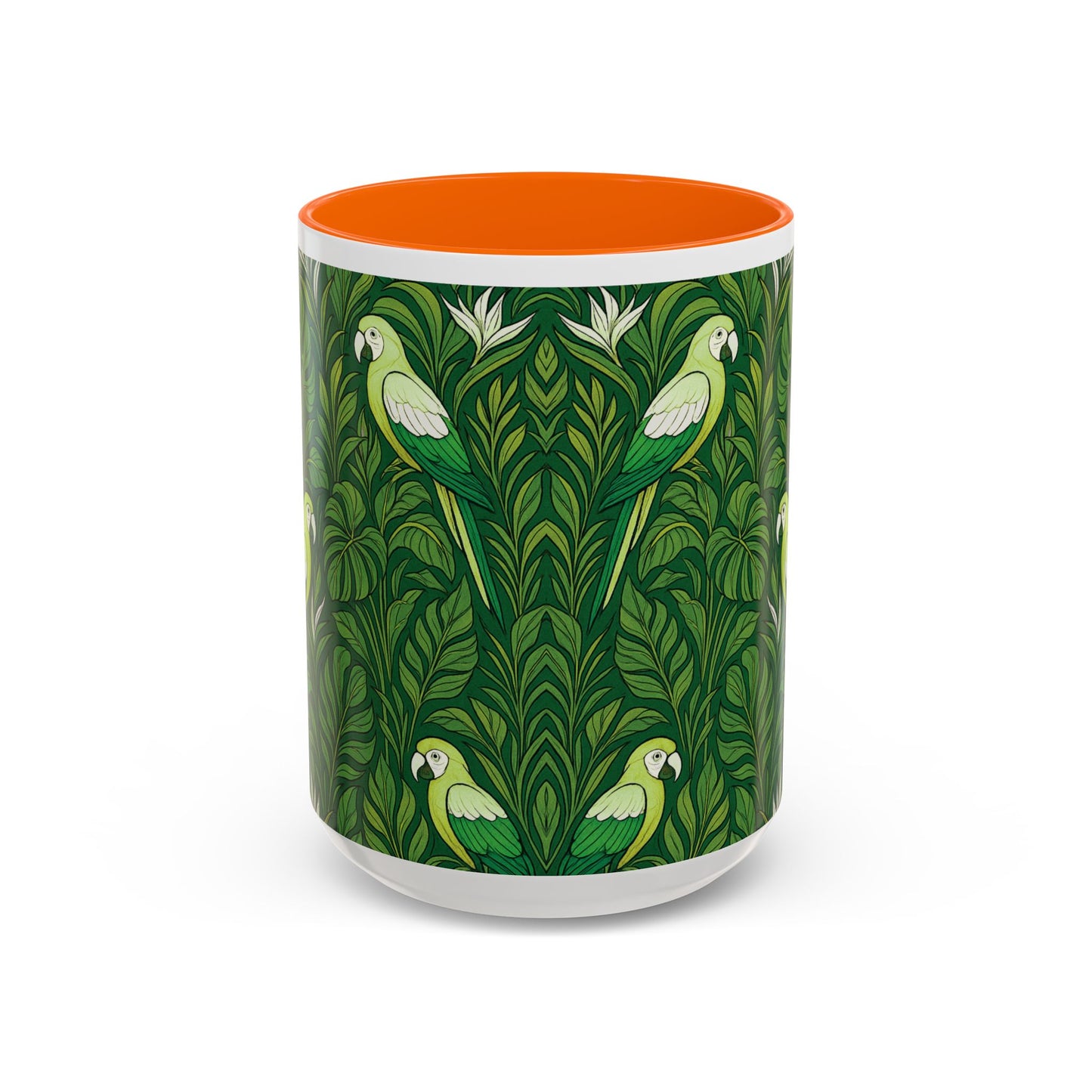 Accent Coffee Mug (11, 15oz), 8 Colors - Parrot Family, Lime