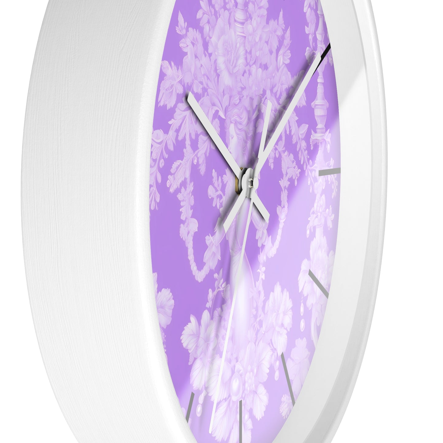 Wall Clock, Pearl Lady Toile / Purple, Hands/Base Variants