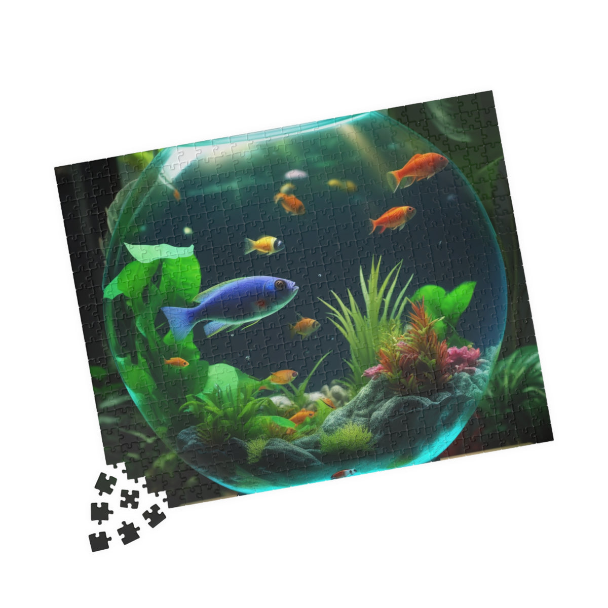 Fish Bowl #1 Tropical Puzzle, 4 Sizes - Relaxing Jigsaw for Island Vibes