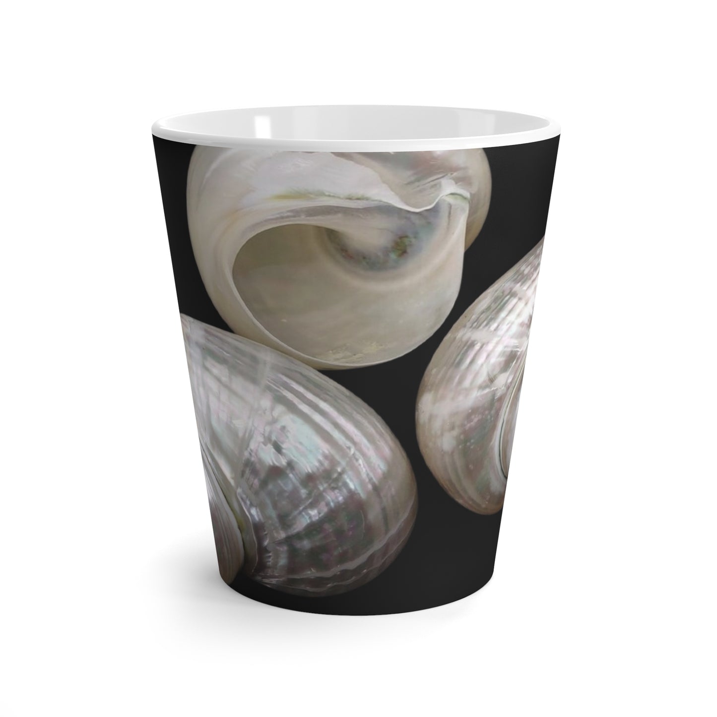 Latte White Mug - Perfect for Coffee Enthusiasts / Lustrous Seashell Trio, Black