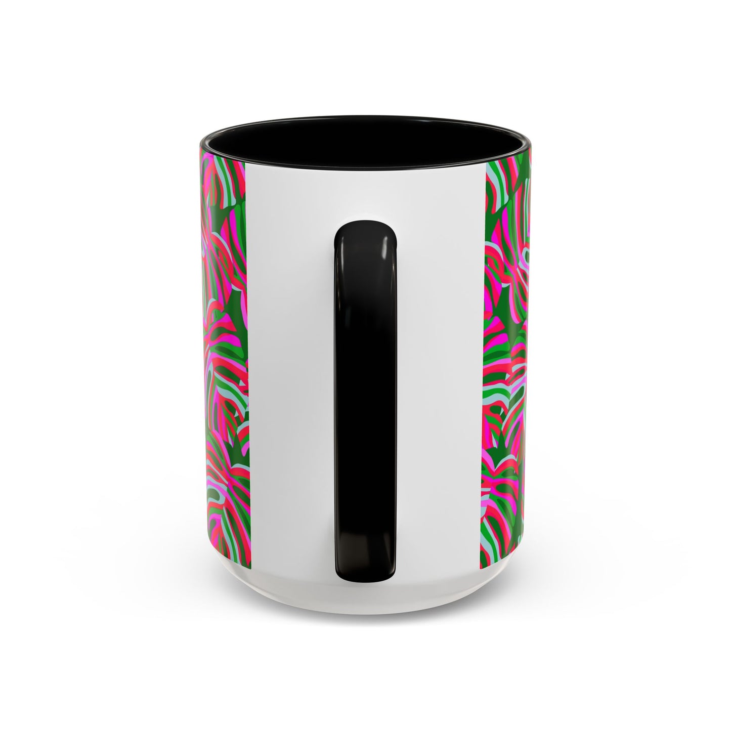 Accent Coffee Mug (11, 15oz), Monstera Pink Pop / Various Colors