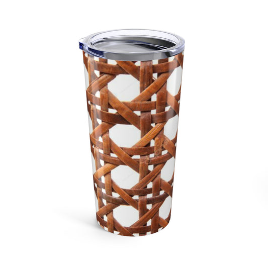 20oz Tropical Glossy Tumbler, Stainless Steel / Brown Wicker