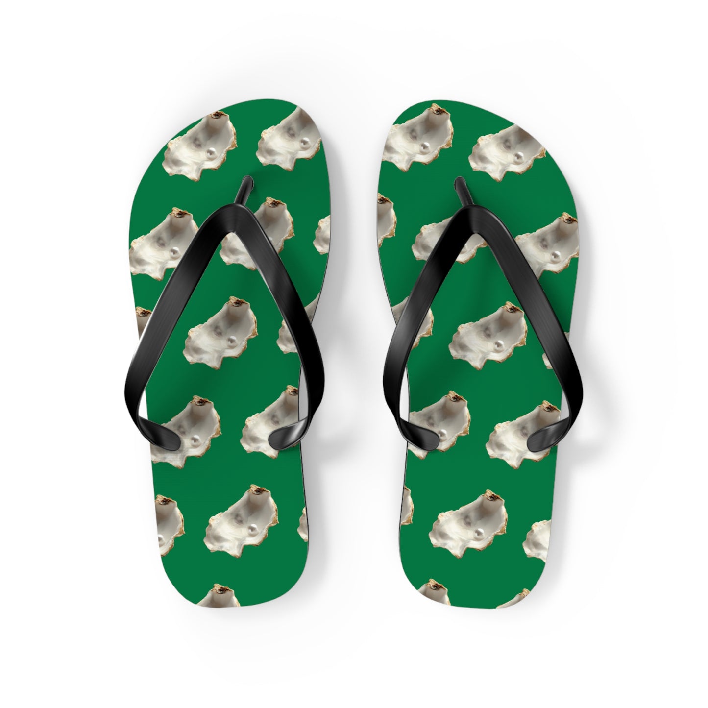 Flip Flops - White Pearl Oyster, dark green