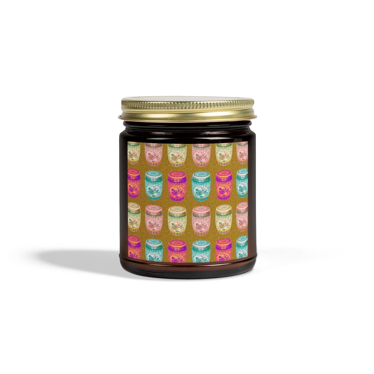 Scented Candles, Coconut Apricot Wax (4oz, 9oz) - Pop Art Porcelain Stools, Repeat Gold