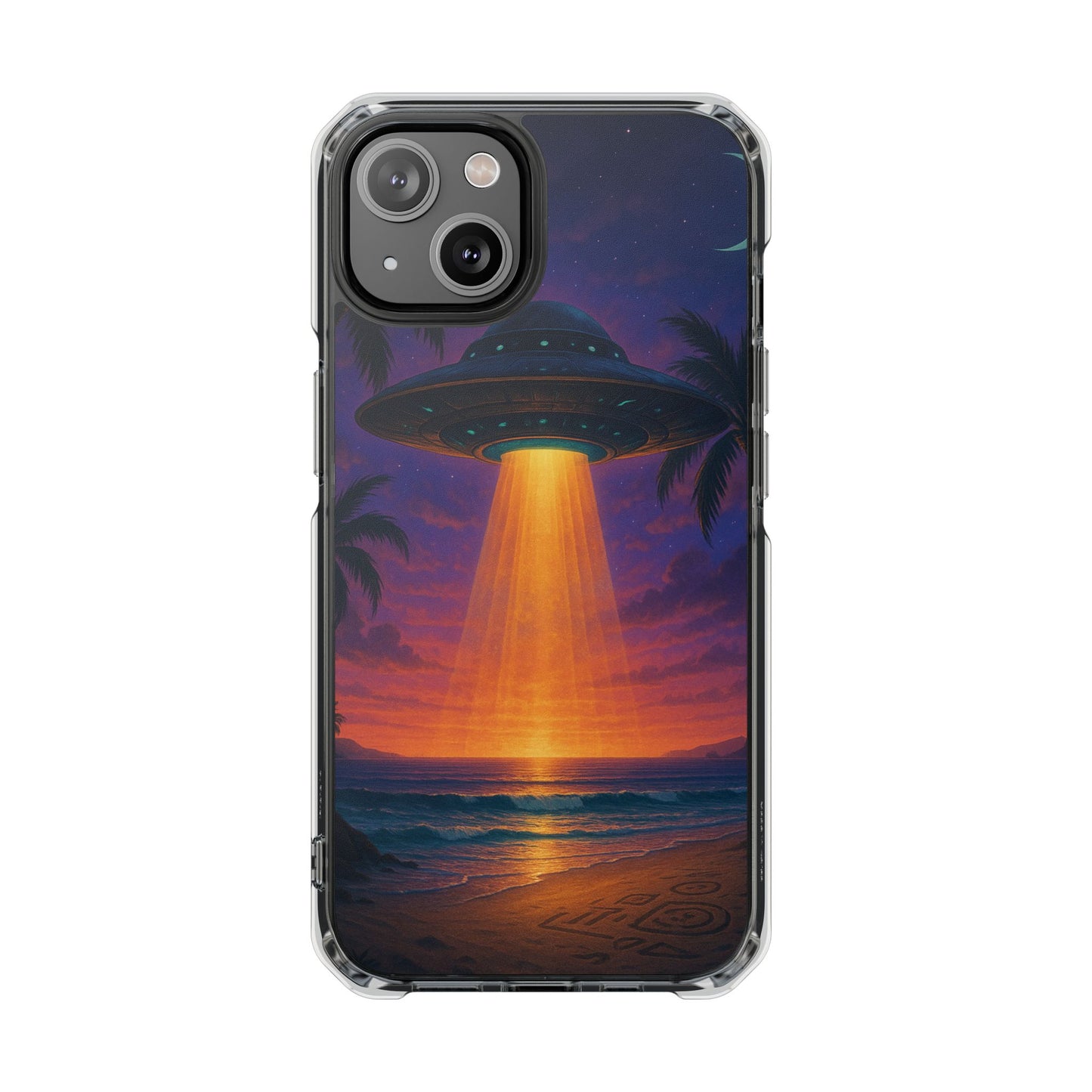 Beach UFO at Night Magnetic Clear Phone Case, Many Models