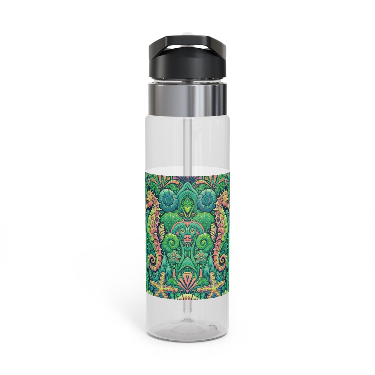 Tropical 20oz Tritan Sport Water Bottle -  Leakproof, Lightweight, BPA-Free / Seahorse Trio, Hot Lime