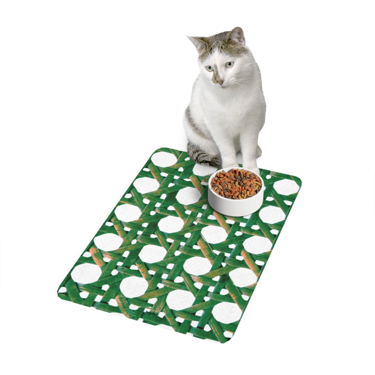 Pet Food Mat (12x18) - Green Beach Chair Wicker