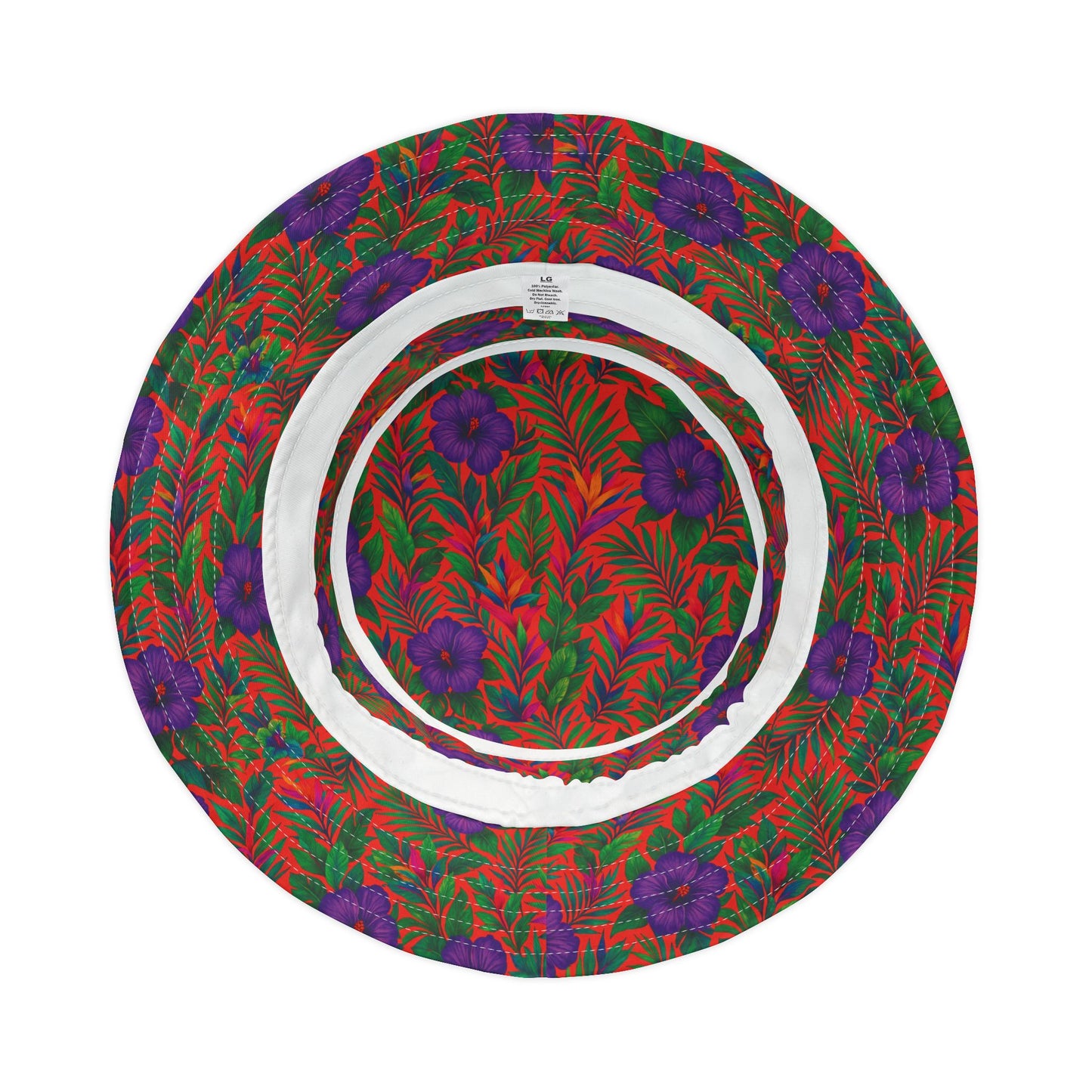 Tropical Polyester Bucket Hat, 2 Sizes - Midnight Flower Coral