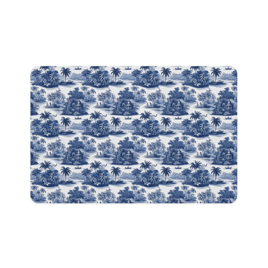 Pet Food Mat (12x18), Tropical Toile Blue repeat