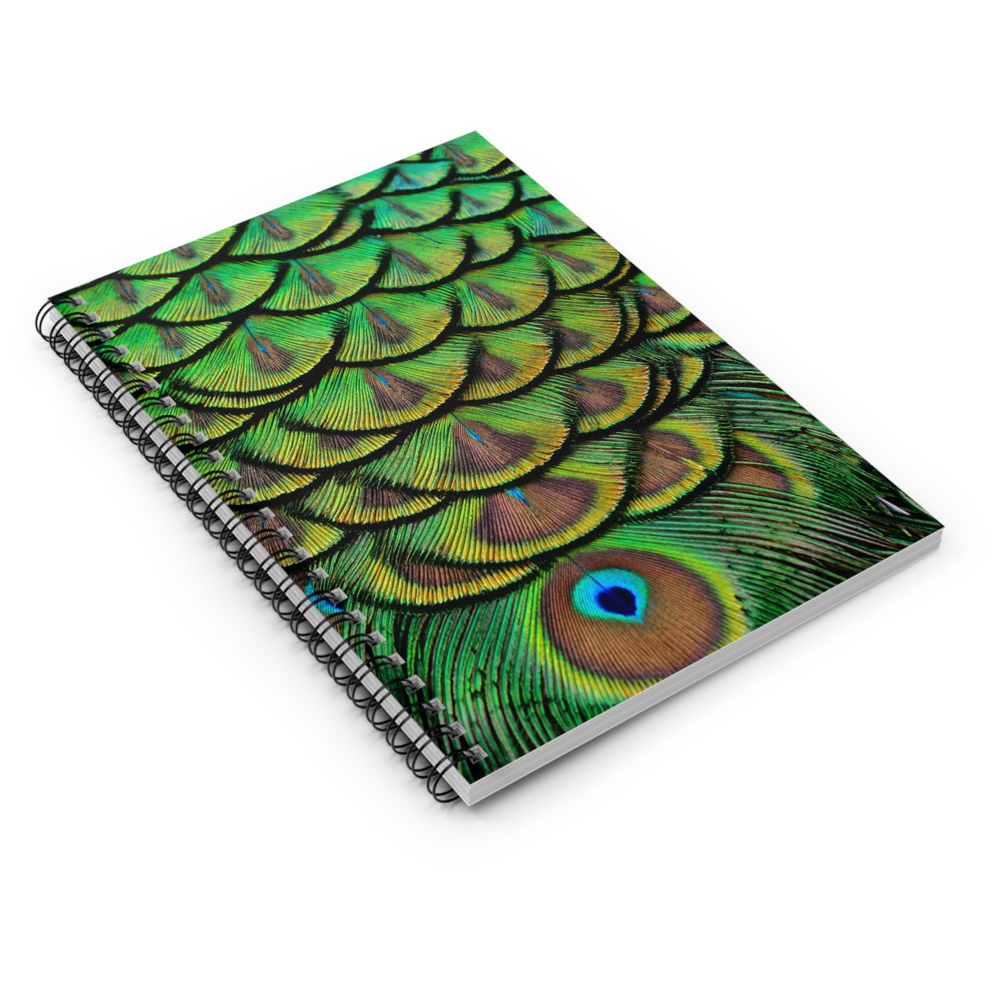 Spiral Notebook - Brilliant Green Peacock Feathers