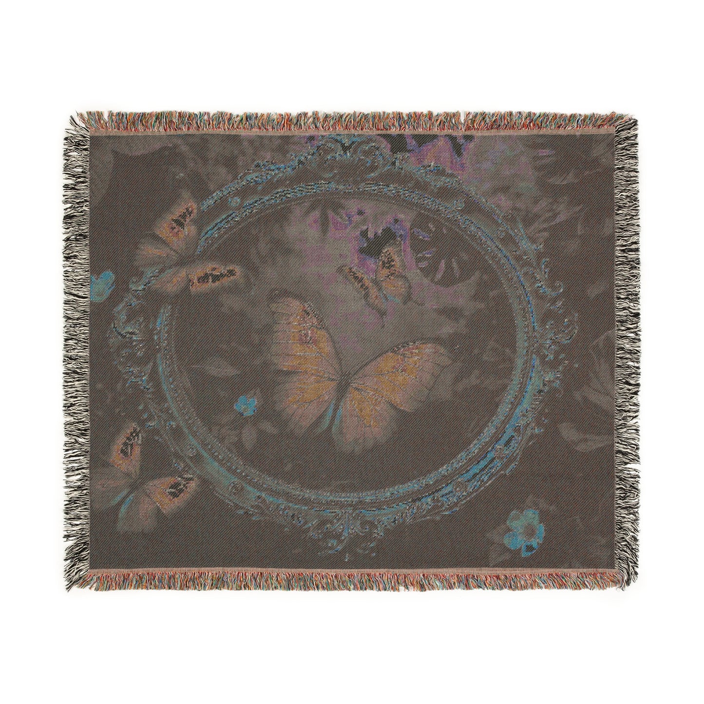 Woven Blanket, 3 Sizes - Tropical Home Decor / Framed Morpho Butterfly Dancers