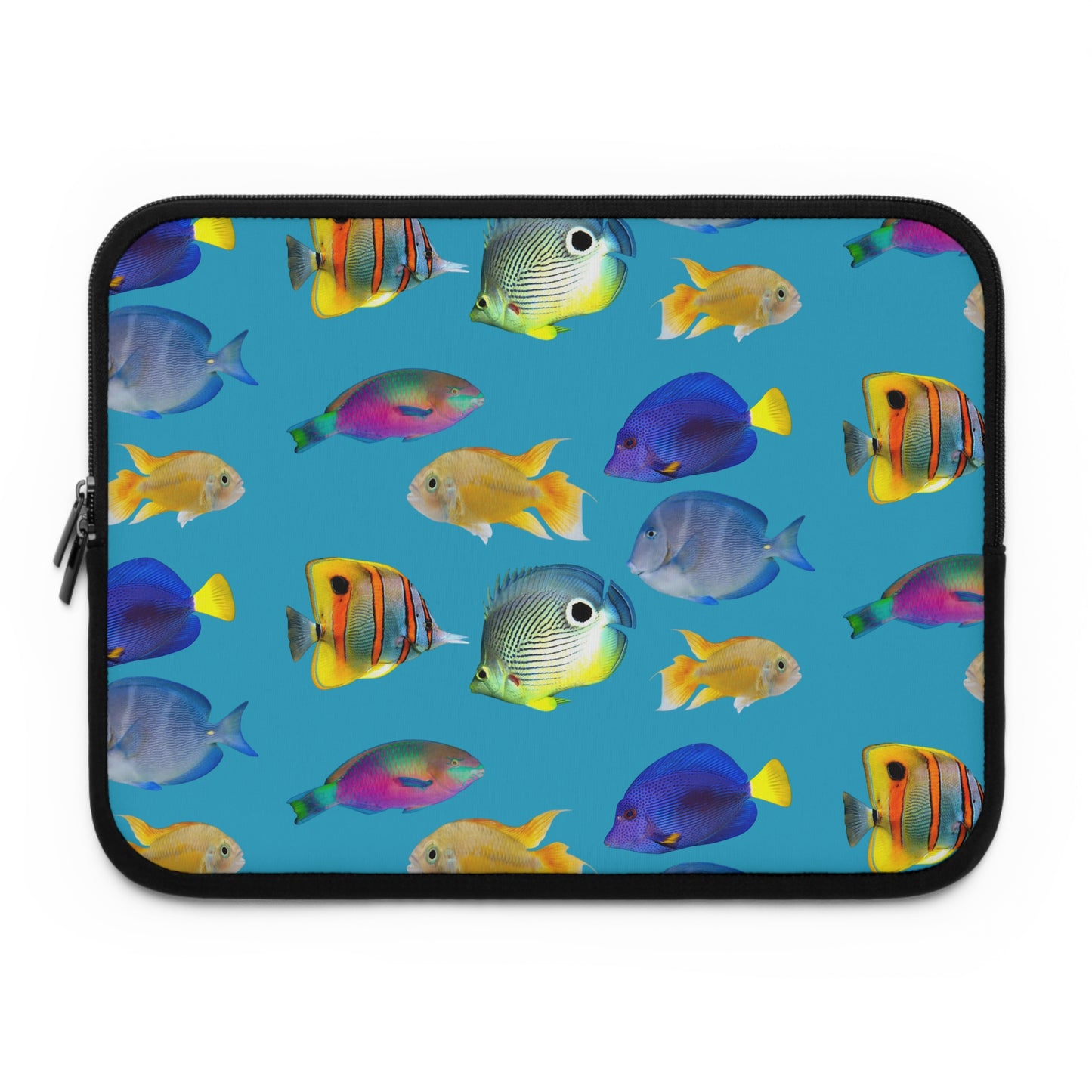 Tropical Laptop Sleeve, 5 Sizes - Perfect for Ocean Lovers & Students / School of Fish, Turquoise