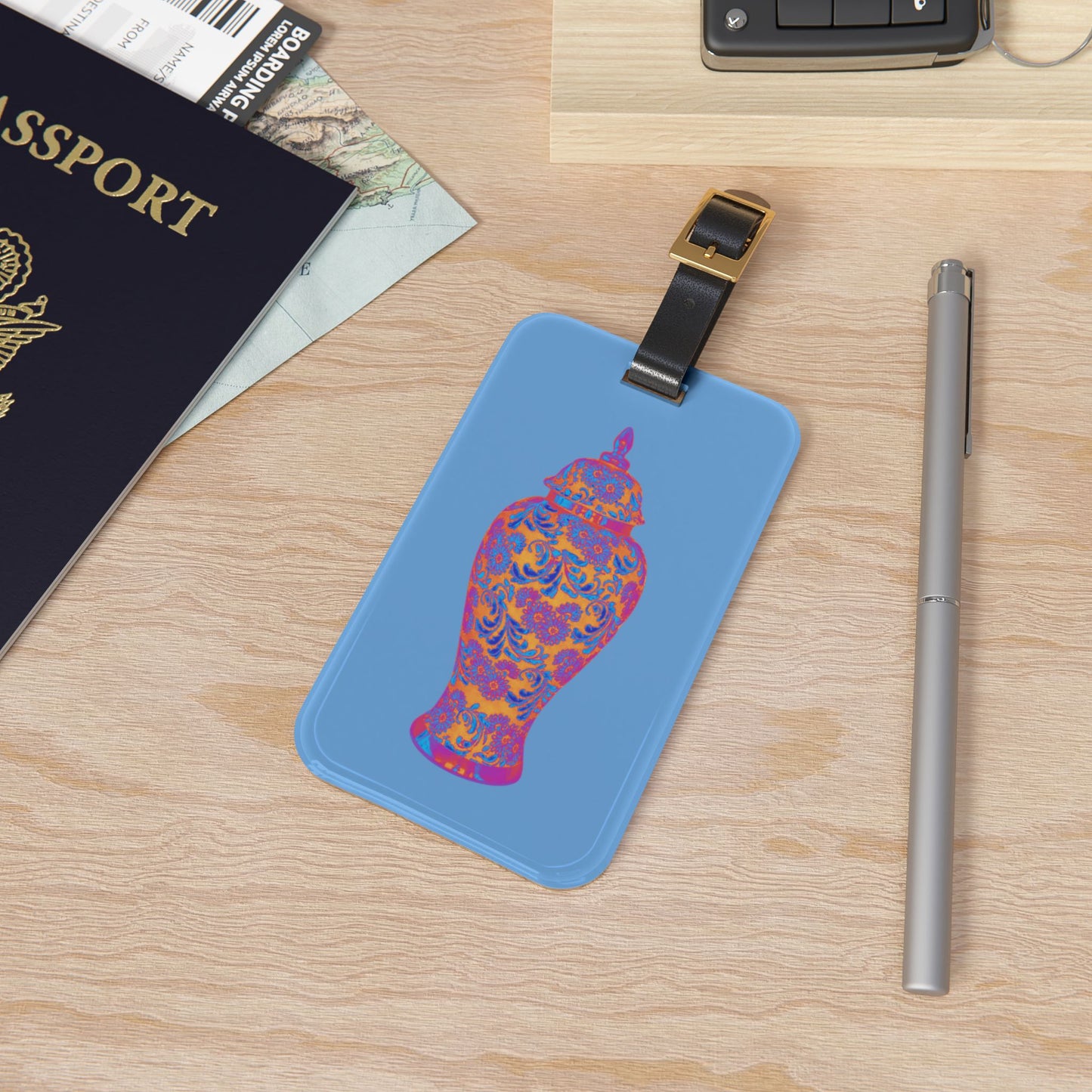 Luggage Tag - Heatwave Ginger Jar, lt. blue