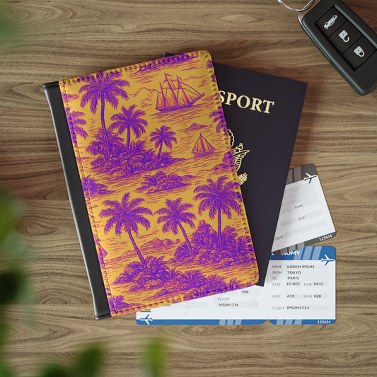 Tropical Passport Cover, Faux Leather - RFID blocking for travel security / Faraway Toile, Pop