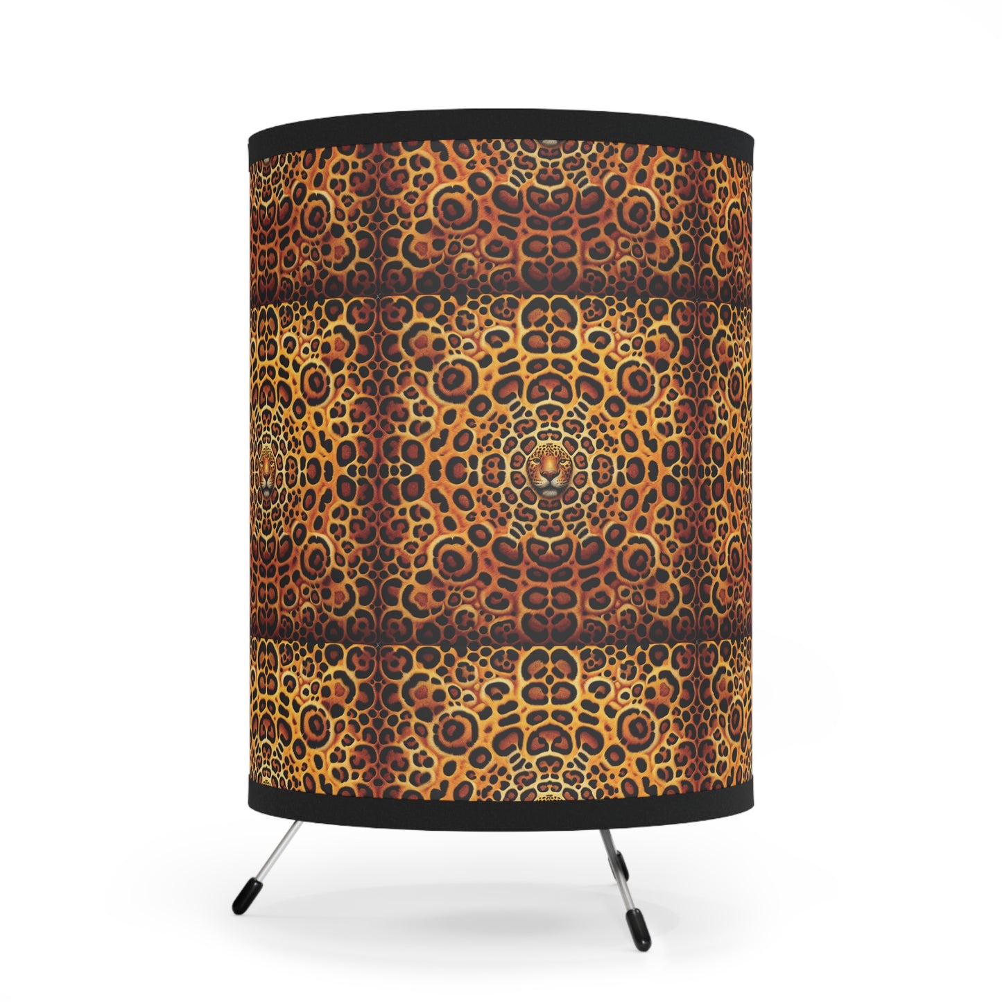 Kaleidoscope Jaguar Spots, Tripod Lamp with Artistic High-Res Shade - Perfect for Home Décor