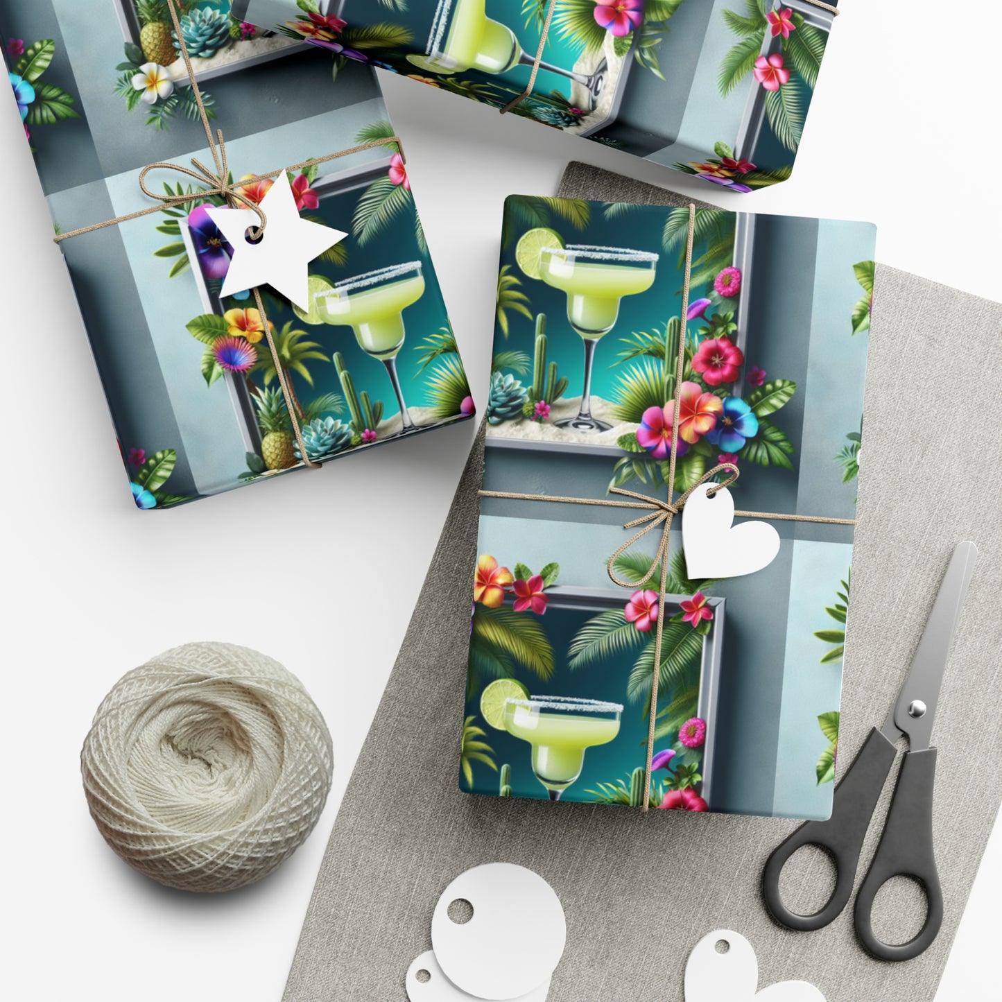 Wrapping Paper - Tropical Gift Wrap for All Occasions / 3 Sizes, 2 Finishes / Tropical Margarita