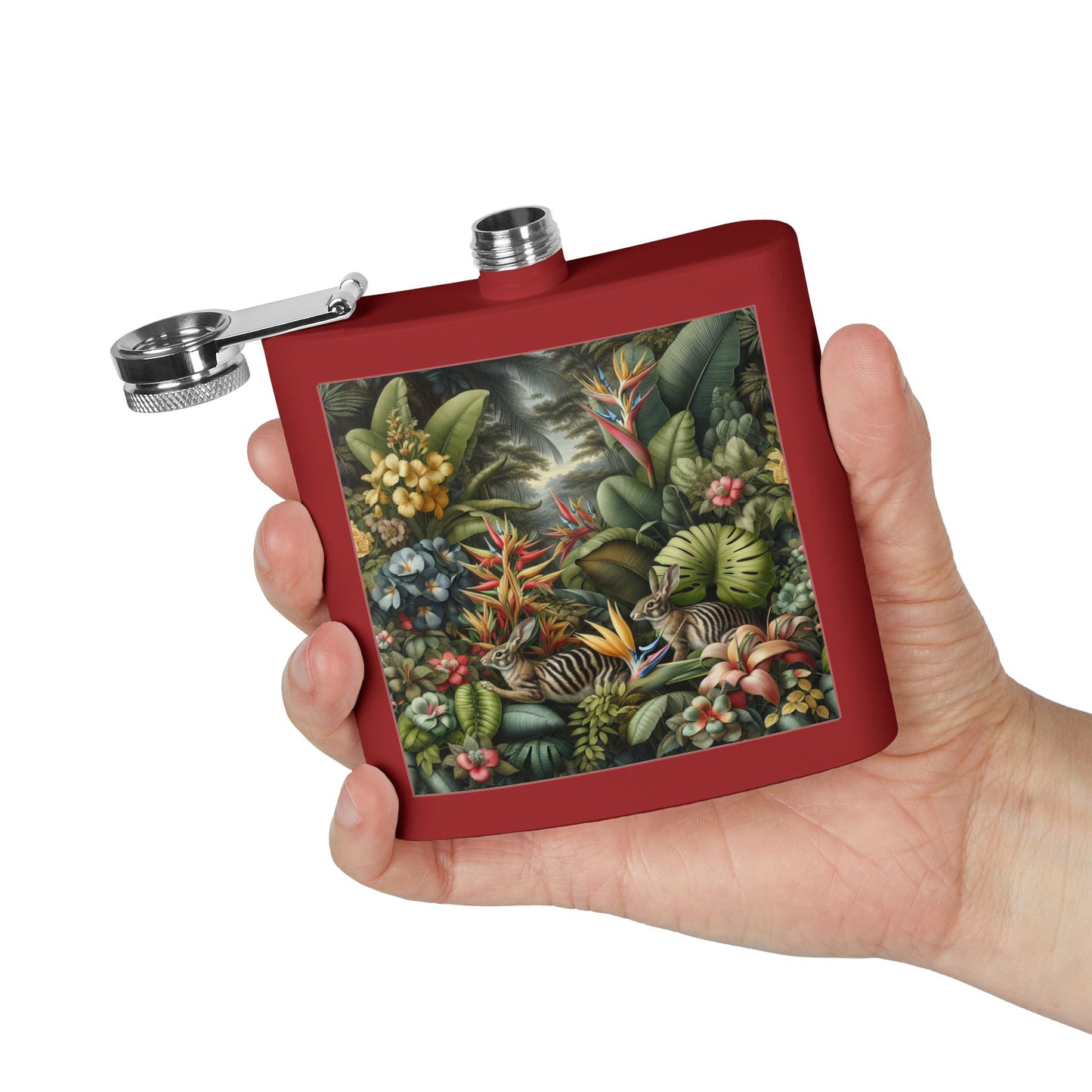 Tropical Stainless Steel 6 oz. Flask, Many Colors – Rainforest Rabbit Outing