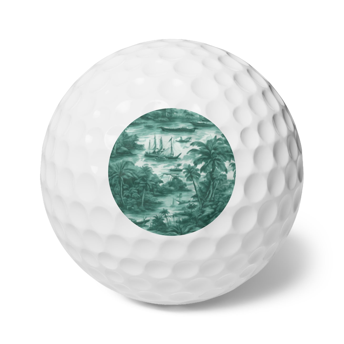 Coastal-Themed Golf Balls, 6pcs - Perfect Gift for Golf Enthusiasts / Tropical Toile, Evergreen