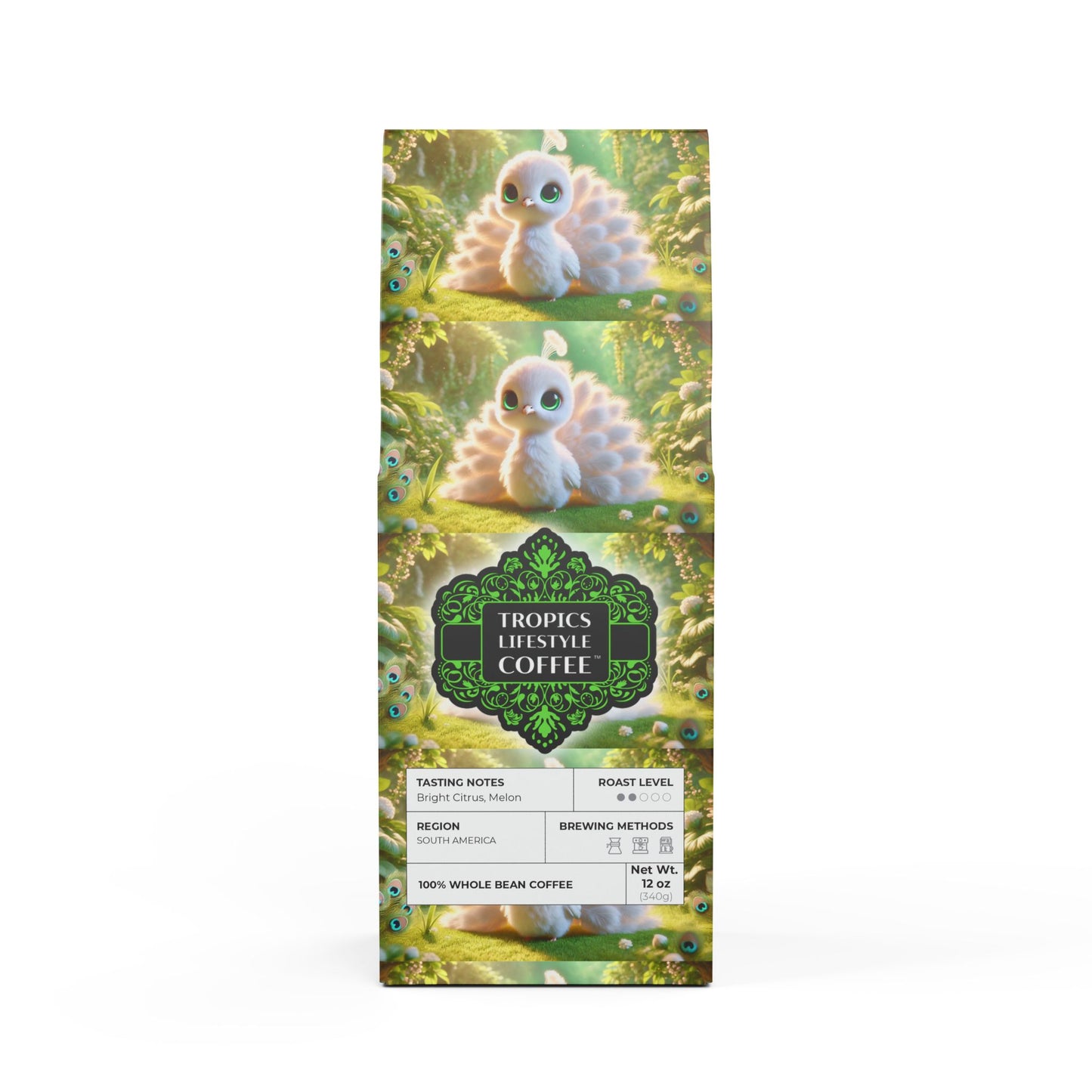 Golden Sands Single Origin™ Coffee (Light-Medium Roast) Specialty Grade / Baby White Peacock