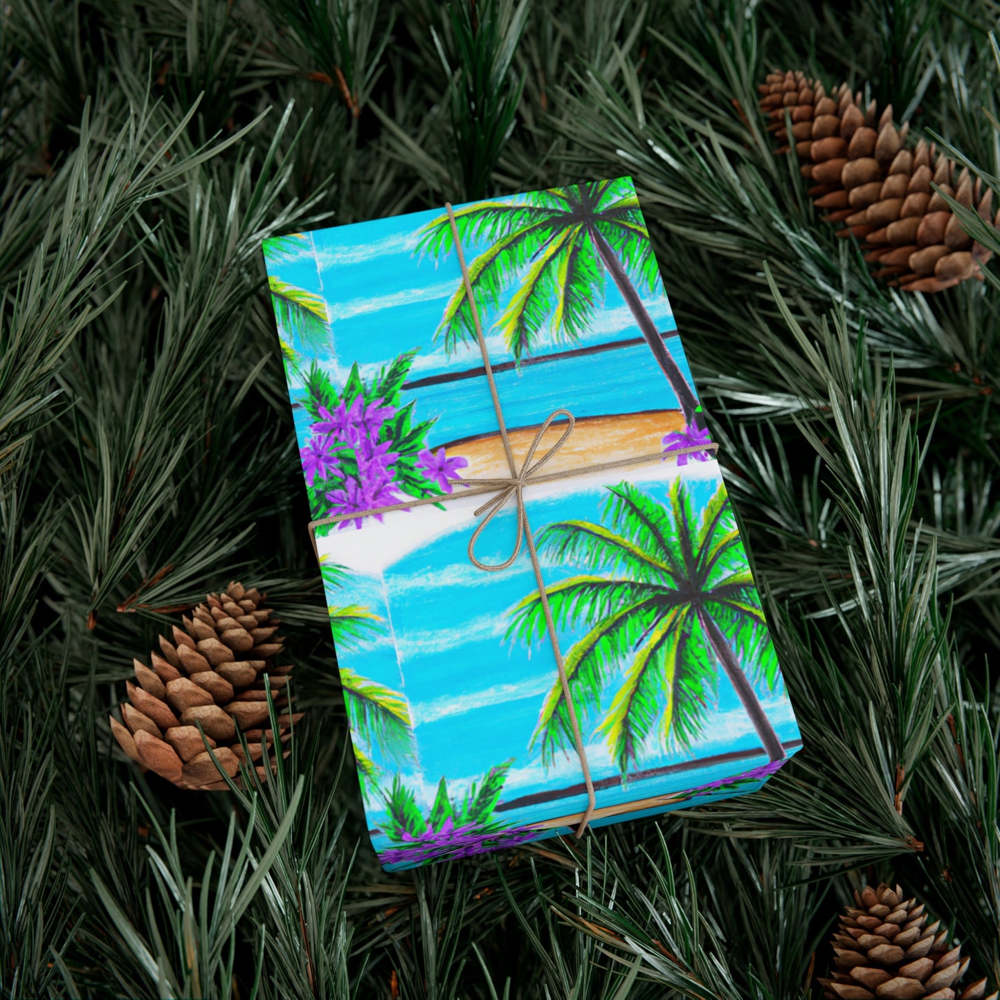 Wrapping Paper - Tropical Gift Wrap for All Occasions / 3 Sizes, 2 Finishes / Tropical Beach