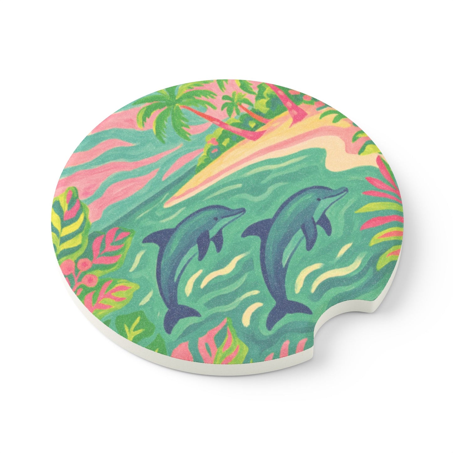 Soapstone Car Coaster - Jumping Dolphins