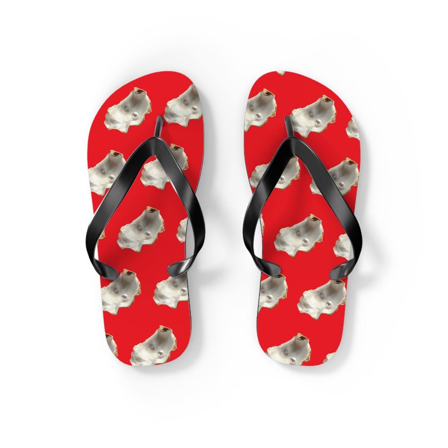 Flip Flops - White Pearl Oyster, red