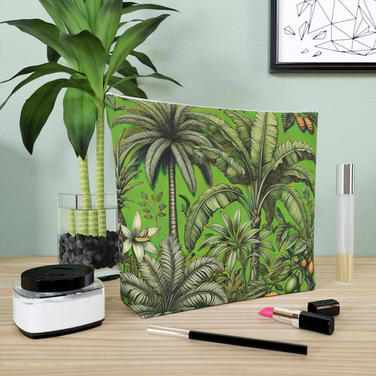 Tropical Cotton Cosmetic Bag - Makeup Pouch, 5 Sizes / Tropical Fruit, Spring Green