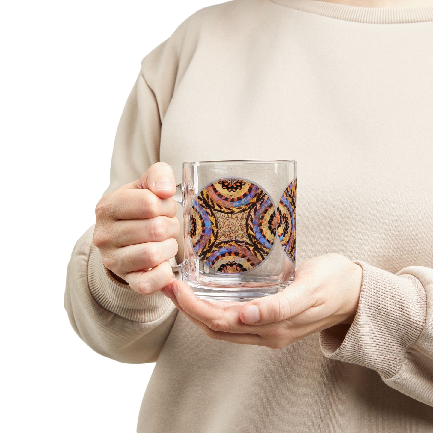 Tropical Glass Mug - 10oz Coffee Cup / Real Butterfly Wing Plate #3
