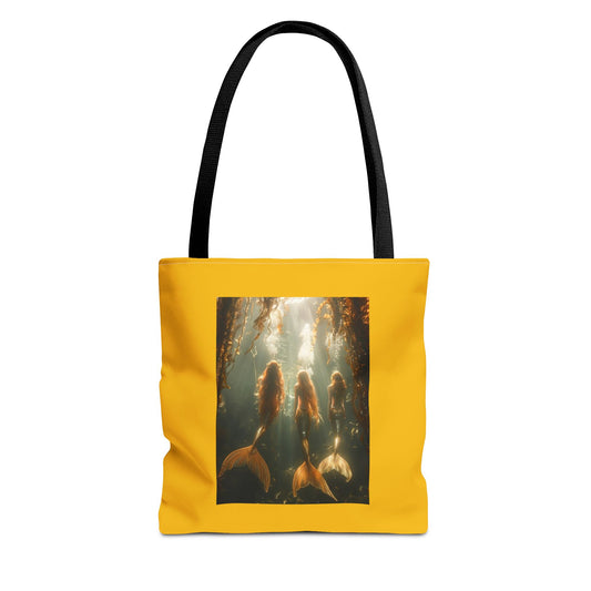 Three Mermaid Sisters, Yellow Tote Bag - 3 Sizes