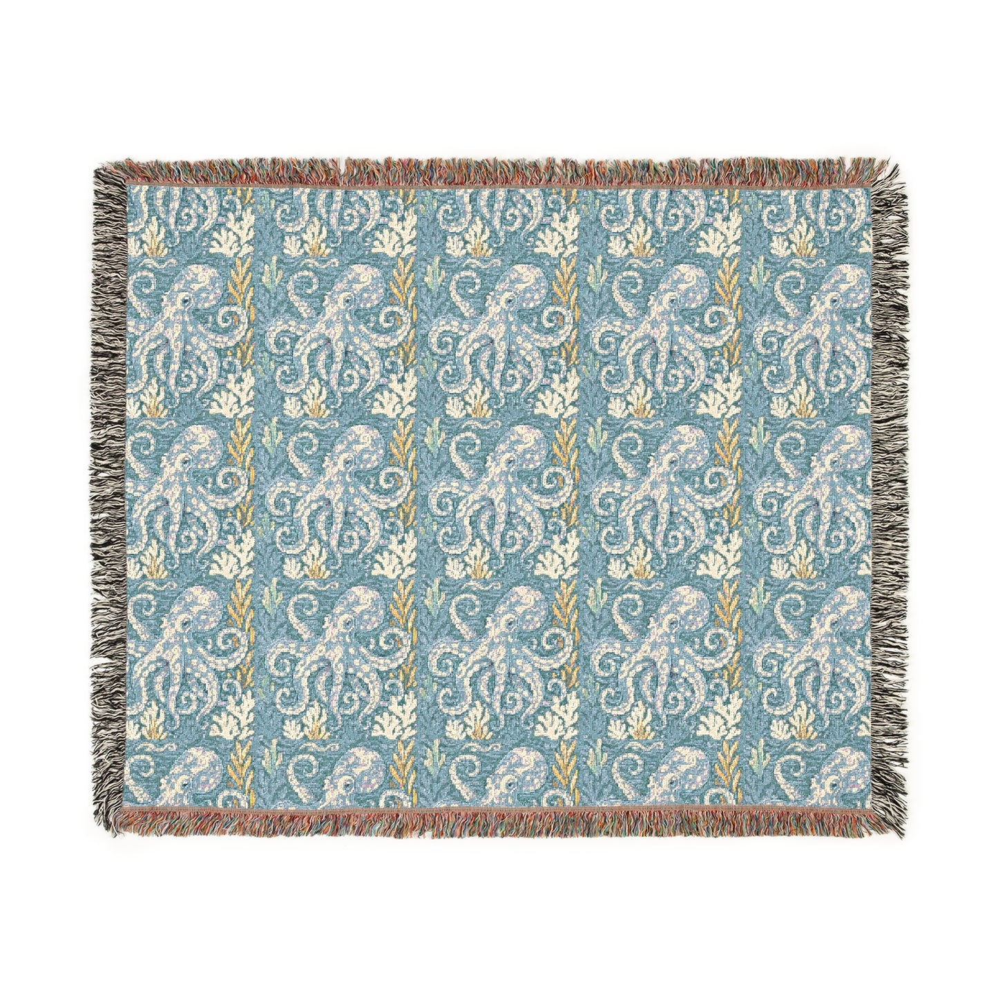 Woven Blanket, 3 Sizes - Tropical Home Decor / Kraken Joe, Blue