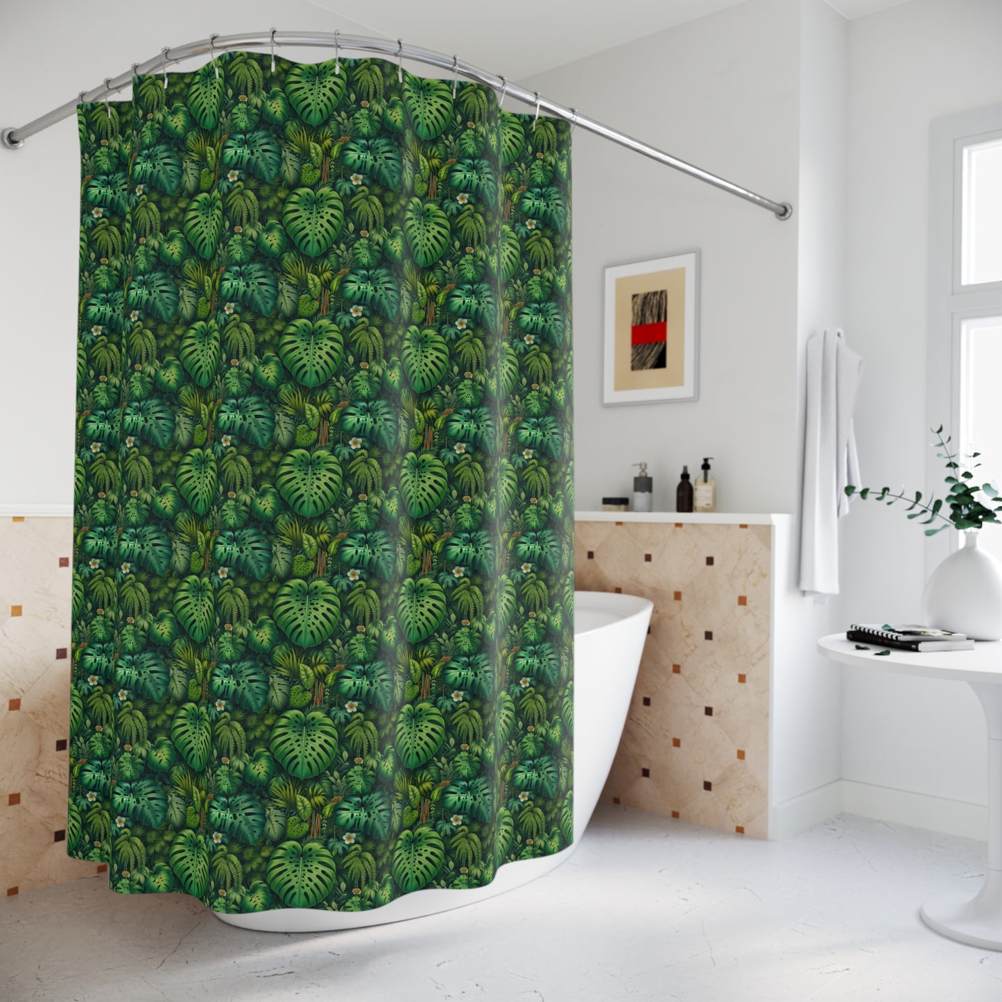 Tropical Shower Curtain - Rainforest Bathroom Decor / Rainforest Greenery