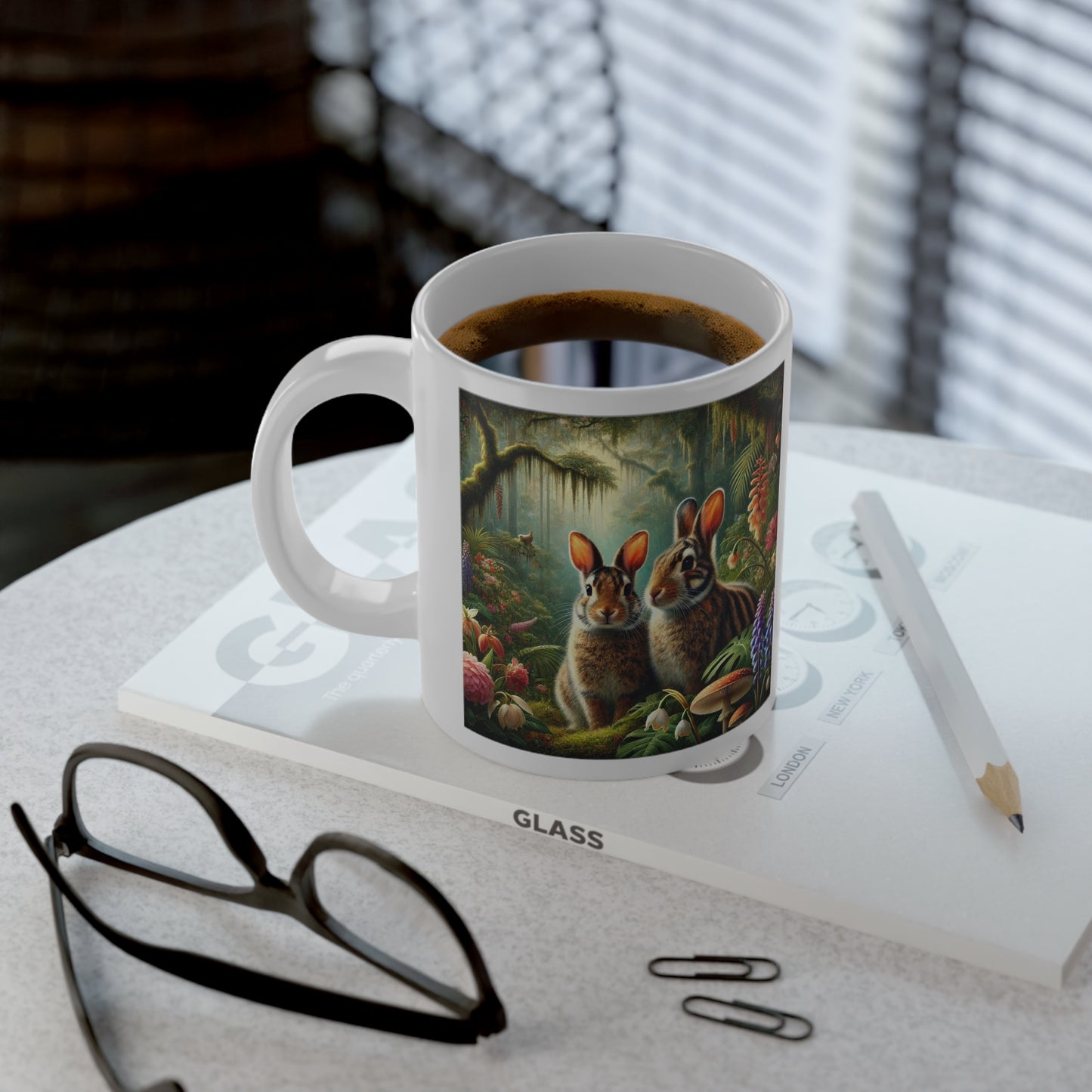 Jumbo Mug, 20oz, Sumatran Rainforest Rabbits | Tropical Coffee Cup