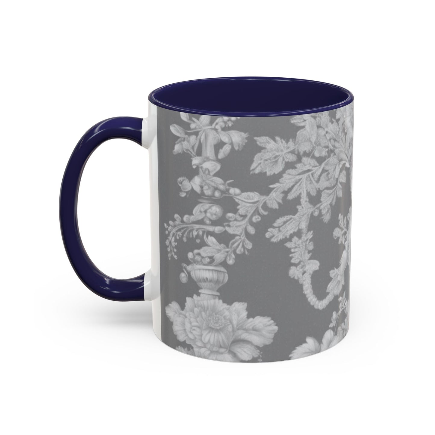 Accent Coffee Mug (11, 15oz), Pearl Lady Toile/Slate, Various Colors