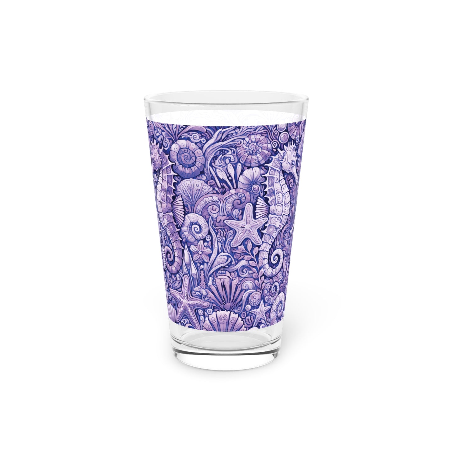 Pint Glass, 16oz - Seahorse Trio Amethyst