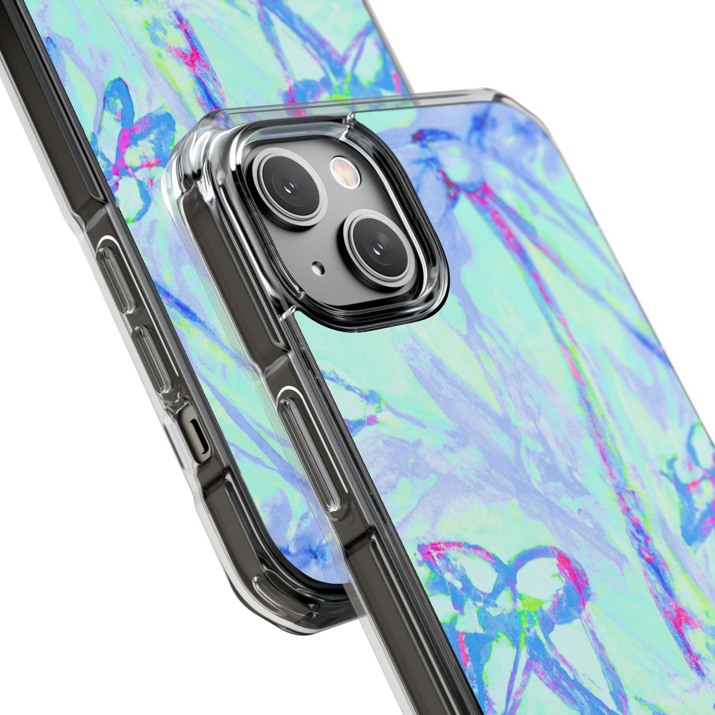 Tropical Doodles/Blue Magnetic Clear Phone Case, Many Models