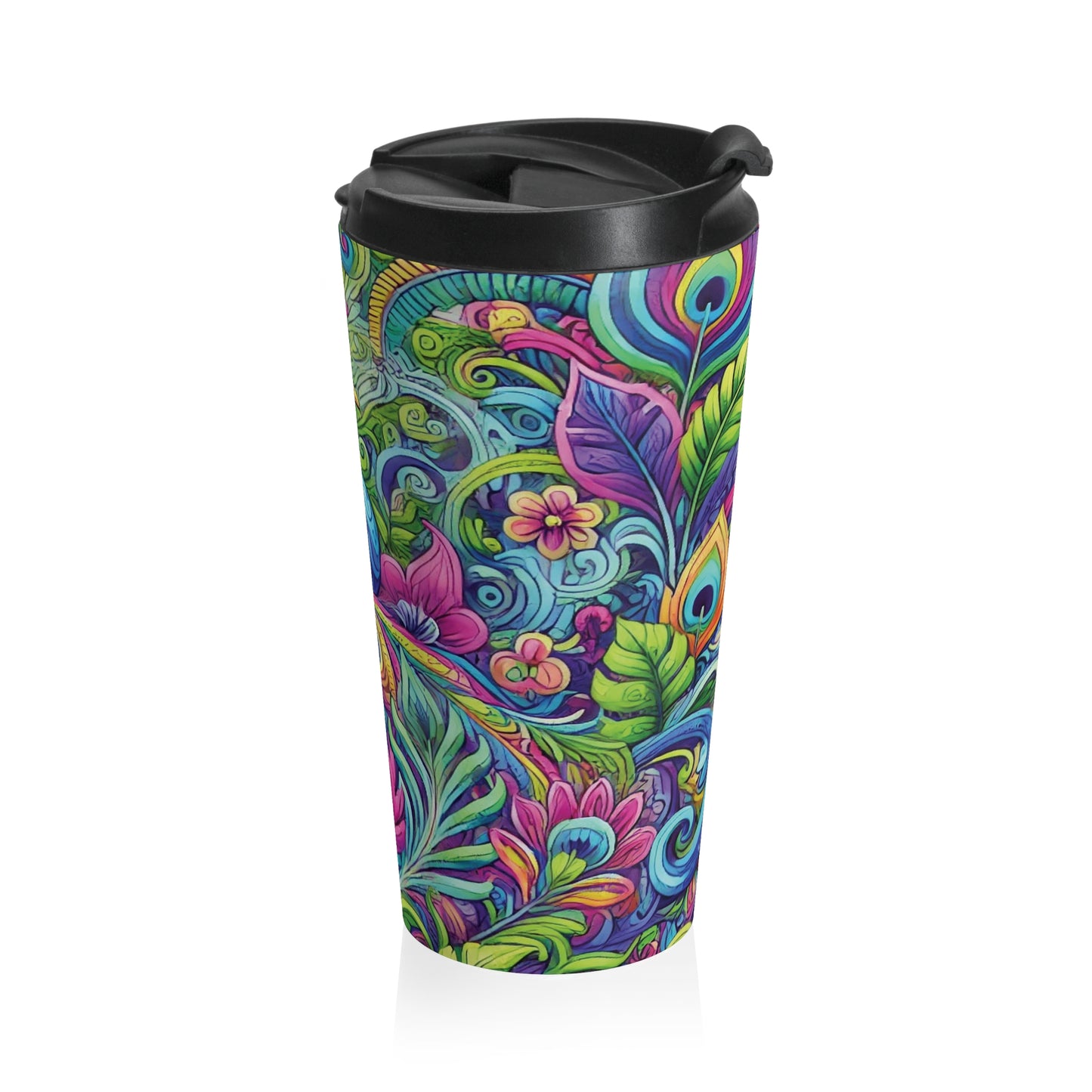 15 oz. Stainless Steel Travel Mug / Peacock Pop